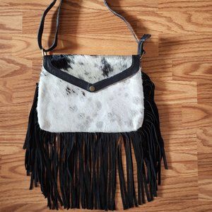 Genuine Handmade Cowhide Leather Fringe Crossbody Bag